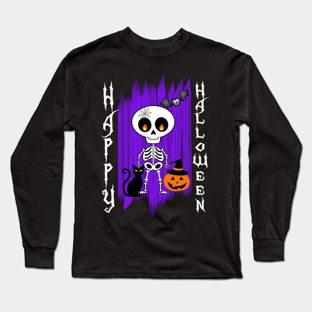 Happy Halloween Little Skeleton Funny Design for Halloween Long Sleeve T-Shirt by soccer t-shirts